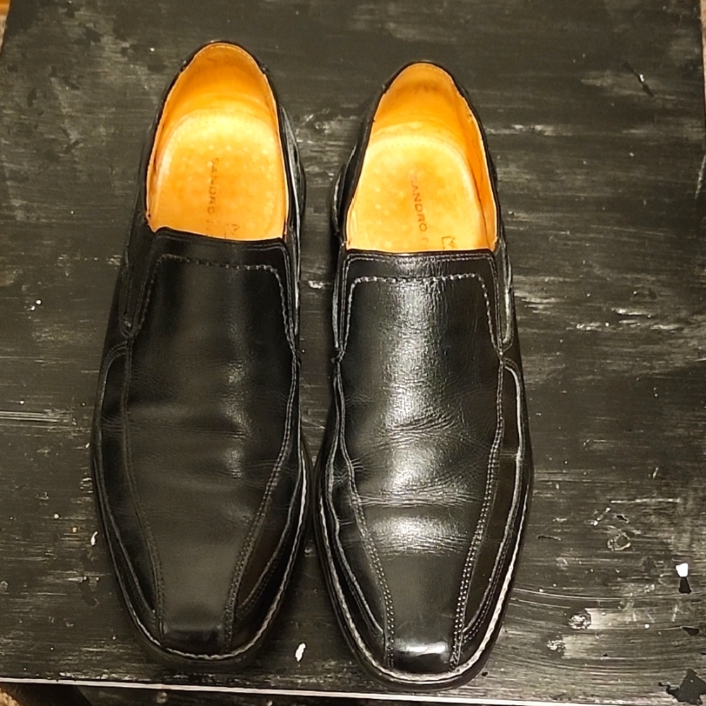 Men's Black Leather Slip-On Shoes